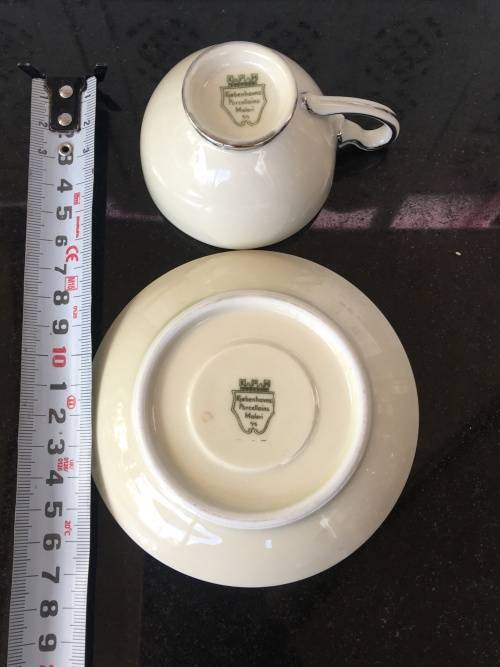Rare KPM Kjebenhavns Porcellains Maleri A/5 Marked Biscuit & Silvert Gilt Duo Demmitasse