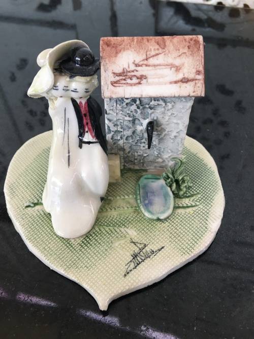 Lot Of 4 Signed Italian Vintage Pottery Art Ornaments