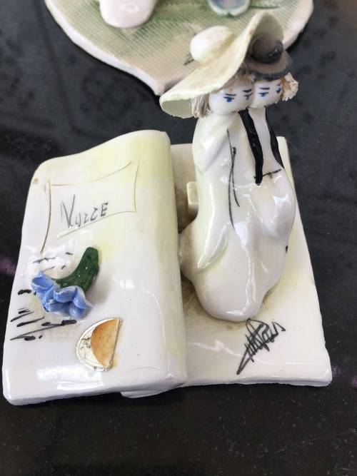 Lot Of 4 Signed Italian Vintage Pottery Art Ornaments