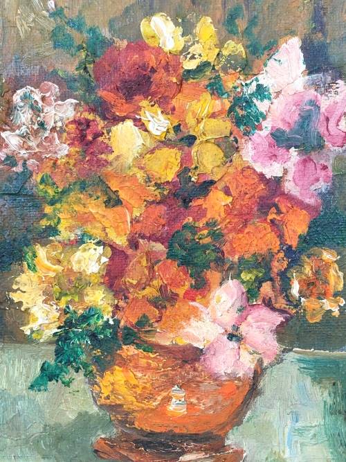 WOW !!! STUNNING LITTLE OIL ON BOARD STILL LIFE PAINTING SIGNED L.C.R - FRAMED