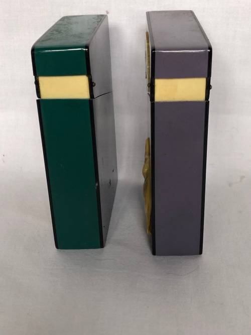 WOW !!! AMAZING PAIR OF ART DECO BAKELITE PLAYING CARD HOLDERS - BOTH IN EXCELLENT CONDITION