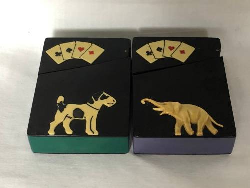 WOW !!! AMAZING PAIR OF ART DECO BAKELITE PLAYING CARD HOLDERS - BOTH IN EXCELLENT CONDITION