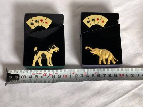 WOW !!! AMAZING PAIR OF ART DECO BAKELITE PLAYING CARD HOLDERS - BOTH IN EXCELLENT CONDITION