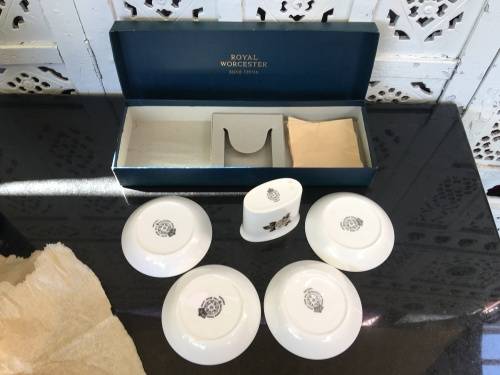 Vintage Royal Worcester Fine Bone China 5 Piece Porcelain Box Set