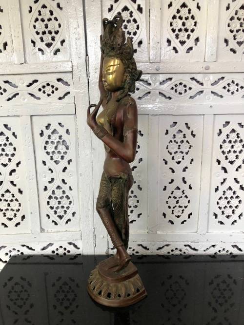 INVESTMENT PIECE !!! FANTASTIC LARGE HEAVY DANCING SHIVA THAI CAST BRONZE STATUE - COLD PAINTED