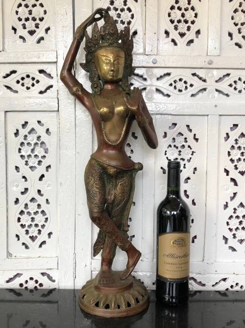 INVESTMENT PIECE !!! FANTASTIC LARGE HEAVY DANCING SHIVA THAI CAST BRONZE STATUE - COLD PAINTED