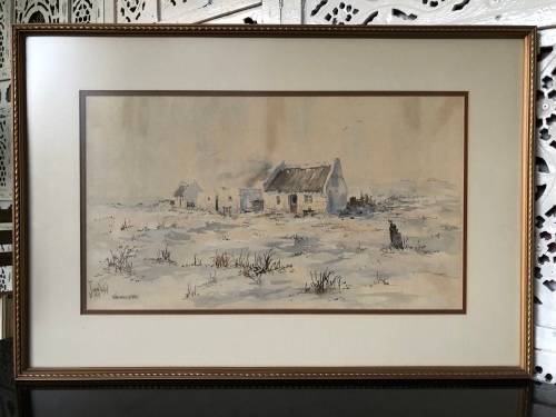 J. VAN WYK - GORGEOUS FRAMED WATERCOLOR PAINTING - DATED 1979 TITLED "WAENHUISKRAANS"