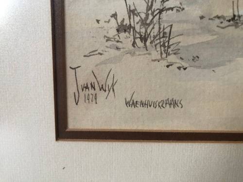 J. VAN WYK - GORGEOUS FRAMED WATERCOLOR PAINTING - DATED 1979 TITLED "WAENHUISKRAANS"