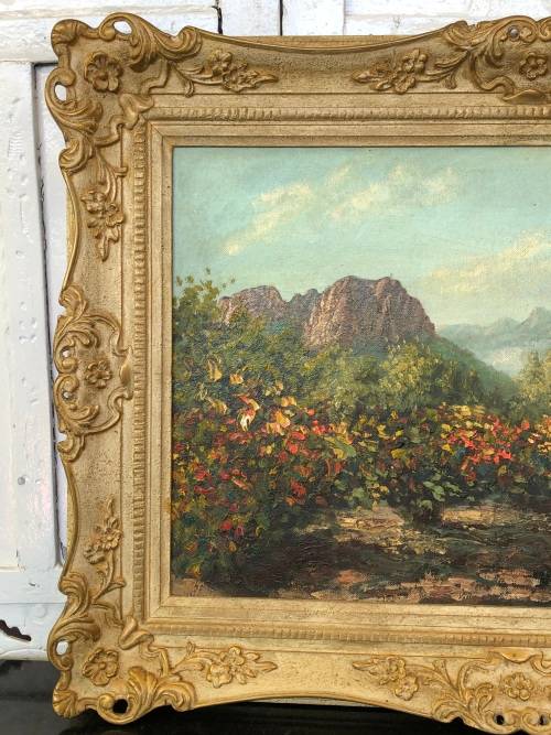 WOW !!! GORGEOUS FRAMED OIL ON CANVAS BOARD LANDSCAPE PAINTING - SIGNED FRANKI