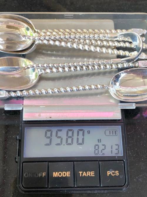 Charles Boyton & Sons Silver Sheffield Hallmarked Set Barley Twist Tea Spoons & Sugar Nips 95.8g