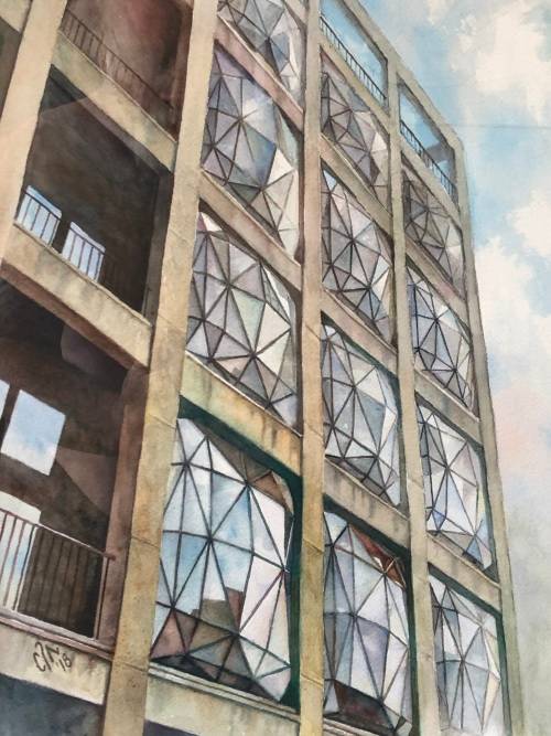 WOW  STUNNING FRAMED ARCHITECTURAL WATERCOLOR PAINTING - COULD BE A RENDERING - SIGNED