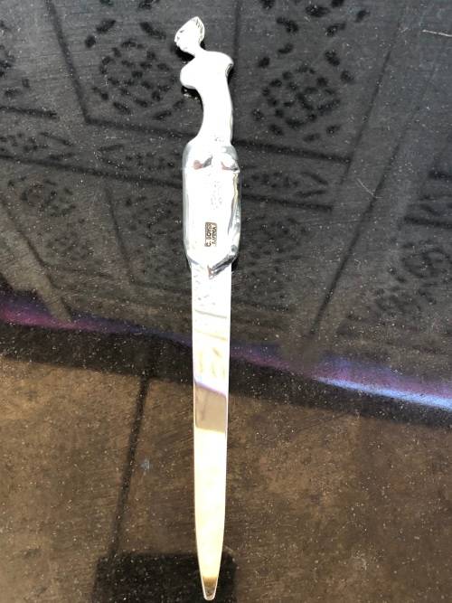 CARROL BOYES FUNCTIONAL ART - CAST ALUMINIUM WOMAN COIL PATTERN LETTER OPENER - NEW