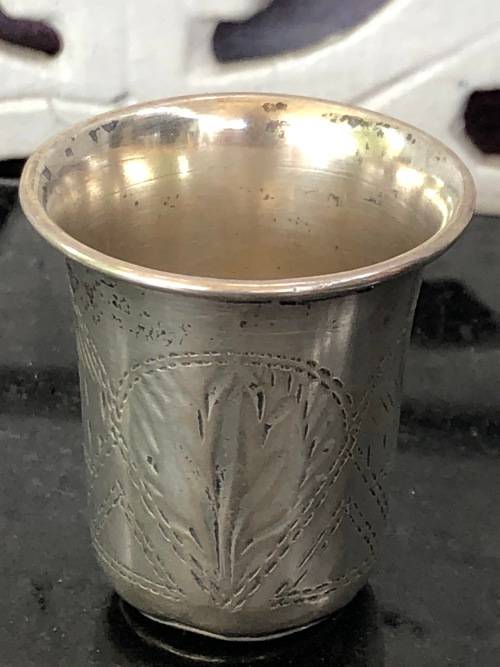 POLISH HALLMARKED 800 SILVER KIDDUSH CUP BY MARCIN JARRA - KRACOW MARKED - c1867 - 15.24g