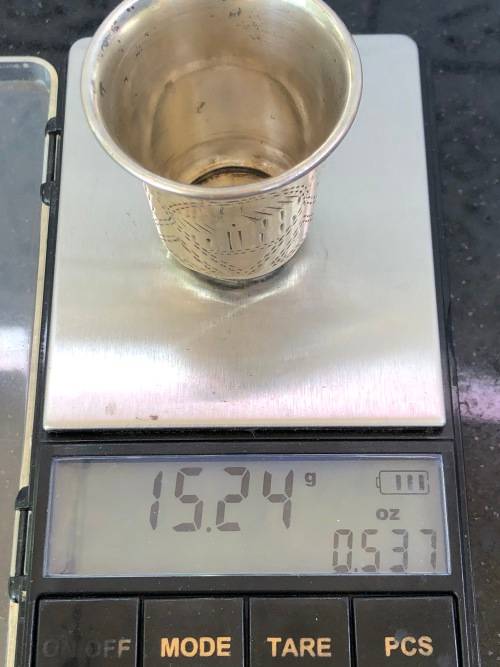 POLISH HALLMARKED 800 SILVER KIDDUSH CUP BY MARCIN JARRA - KRACOW MARKED - c1867 - 15.24g