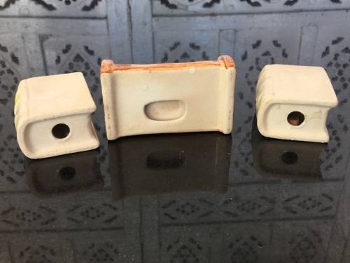 Unique Vintage Raised Relief Porcelain  Salt and Pepper Books and Bookcase