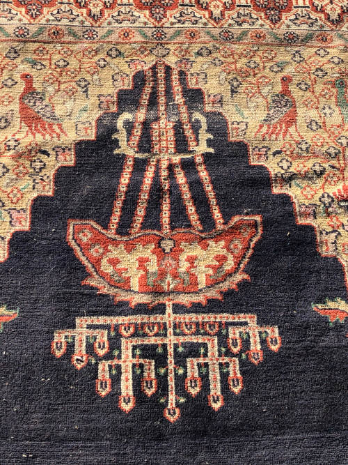 WOW !!! GORGEOUS NICELY WORN ANTIQUE HAND KNOTTED PERSIAN CARPET - 1235 X 1860mm