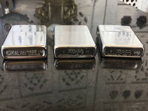 Vintage Lot 2 Genuine Zippo  Bradford USA Lighters. and 1 Kalan China lighter - Used.