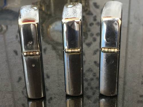 Vintage Lot 2 Genuine Zippo  Bradford USA Lighters. and 1 Kalan China lighter - Used.