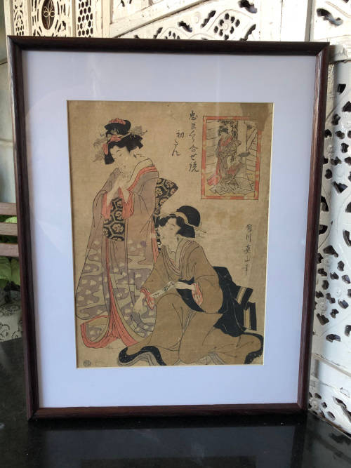 EXTREMELY RARE !!! - KIKUKAWA EIZAN (1787 - 1867) ORIGINAL JAPANESE EDO UKIYO-E WOODBLOCK