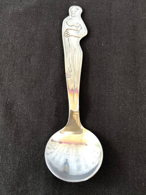 CARROL BOYES FUNCTIONAL ART !!! - STAINLESS STEEL WOMAN PATTERN SUGAR LADLE