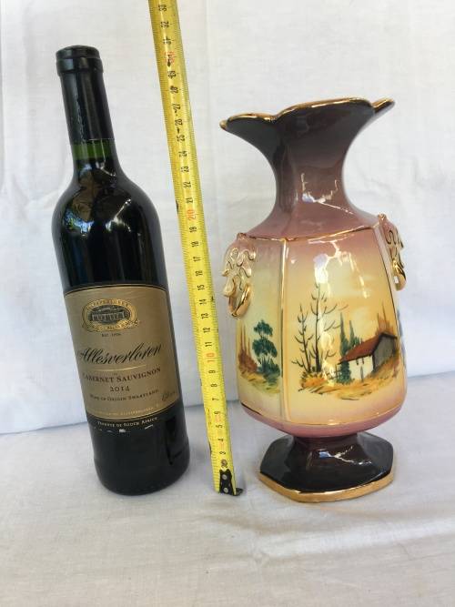 Vintage Hand Painted Porcelain Vase by R B Alcobaca Portugal