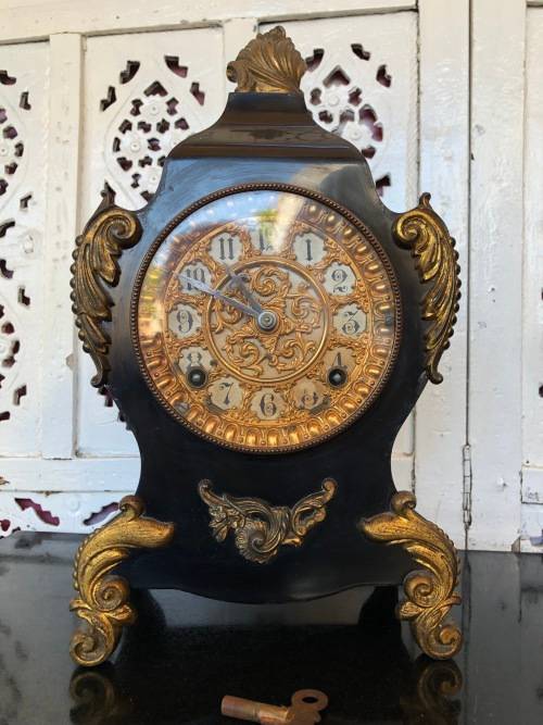 STUNNING !!!!!!  ANSONIA MANTLE CLOCK IN FULL WORKING ORDER - KEY INCLUDED - TRUE CLASSIC