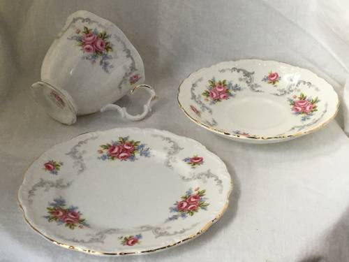 Royal Albert `TRANQUILLITY`,Trio - c1969 Cup Shape,Gainsborough, Malvern,