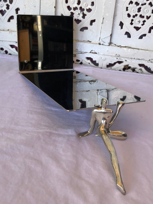 CARROL BOYES (1954 - 2019) ORIGINAL ALUMINIUM AND STAINLESS STEEL MAN PATTERN CD STAND / RACK - NEW