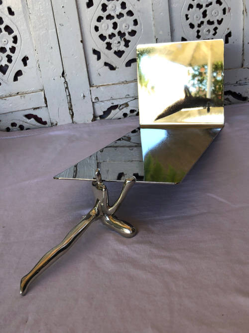 CARROL BOYES (1954 - 2019) ORIGINAL ALUMINIUM AND STAINLESS STEEL MAN PATTERN CD STAND / RACK - NEW