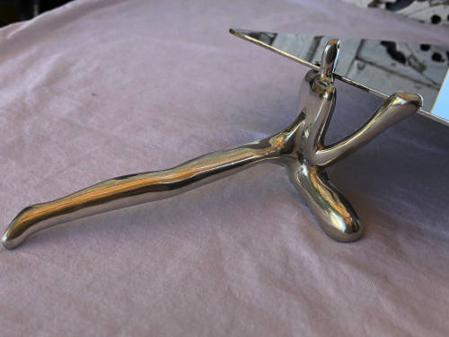 CARROL BOYES (1954 - 2019) ORIGINAL ALUMINIUM AND STAINLESS STEEL MAN PATTERN CD STAND / RACK - NEW
