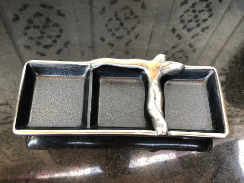 CARROL BOYES (1954 - 2019) - ORIGINAL MAN PATTERN CONDIMENT DISH - BRAND NEW FUNCTIONAL ART