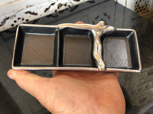 CARROL BOYES (1954 - 2019) - ORIGINAL MAN PATTERN CONDIMENT DISH - BRAND NEW FUNCTIONAL ART