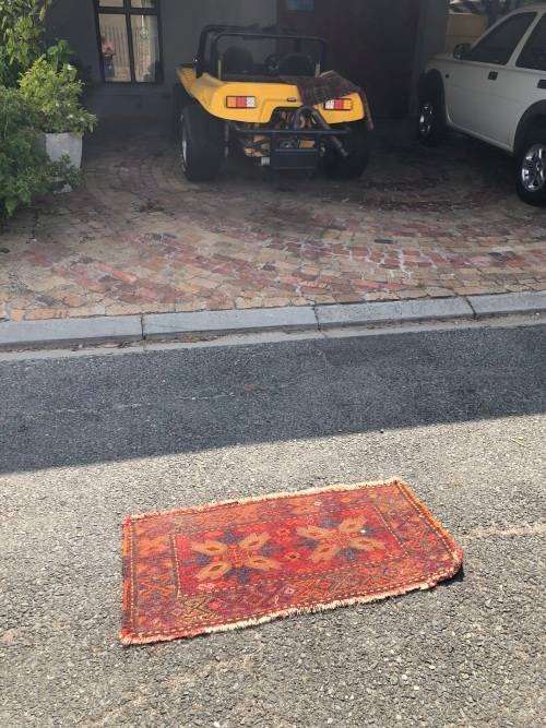 Pure wool hand knotted well worn persian rug - 980 x 450mm