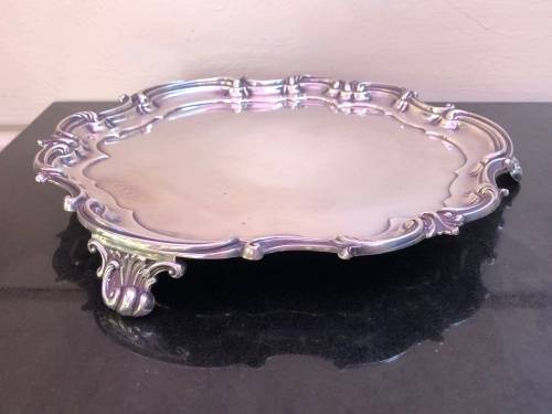 VAN G ONLY !!!! Solid Sterling Silver Hallmarked Elkington Co tray - 1205g - dated 1895