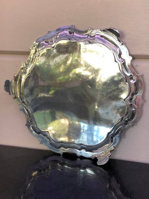 VAN G ONLY !!!! Solid Sterling Silver Hallmarked Elkington Co tray - 1205g - dated 1895