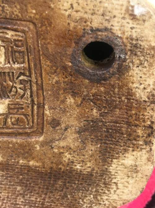 Antique Signed Oriental female porcelain figurine hand sculpted and decorated. (Incense burner)