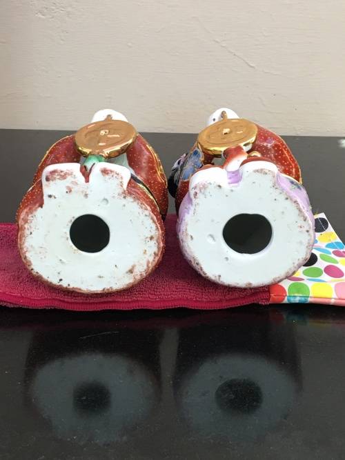 Vintage Chinese Shiwan twin girl and boy figurine hand decorated. 20 cm tall