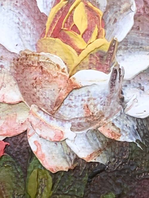 ROBERT COX (1934 - 2001) GILT FRAMED ORIGINAL OIL ON BOARD STILL LIFE OF FLOWERS