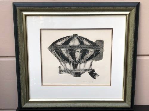 KAREN LILJE (AUTHOR) - SUPER RARE ! ORIGINAL FRAMED CHARCOAL RUBBING / ETCHING , LIMITED EDITION 2/2