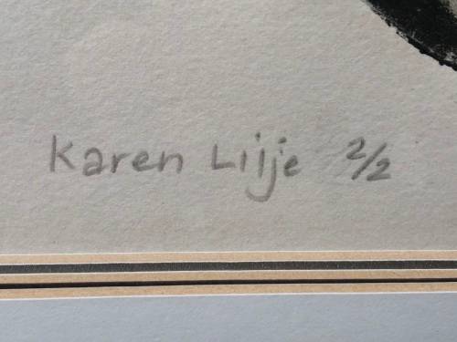 KAREN LILJE (AUTHOR) - SUPER RARE ! ORIGINAL FRAMED CHARCOAL RUBBING / ETCHING , LIMITED EDITION 2/2