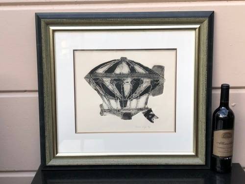KAREN LILJE (AUTHOR) - SUPER RARE ! ORIGINAL FRAMED CHARCOAL RUBBING / ETCHING , LIMITED EDITION 2/2