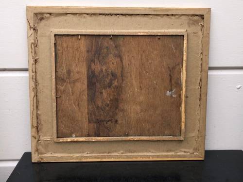 STUNNING VINTAGE OIL ON BOARD CITYSCAPE PAINTING , IN A VINTAGE FRAME