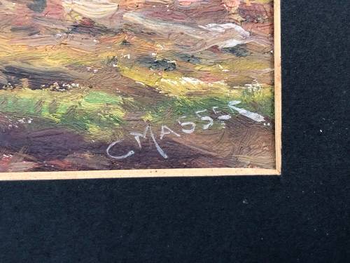 CHARLES MASSER (SA 20th C) OIL ON BOARD LANDSCAPE PAINTING FRAMED IN A BLACK FRAME