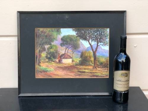 CHARLES MASSER (SA 20th C) OIL ON BOARD LANDSCAPE PAINTING FRAMED IN A BLACK FRAME