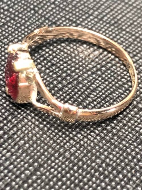 WHAT A BEAUTY !! STUNNING VINTAGE BIRMINGHAM 9ct YELLOW GOLD KUNZITE HEART RING - 1.86g - SIZE O 1/2