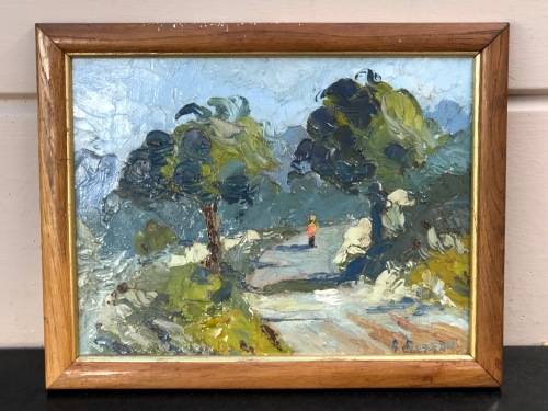 GERALDINE GULSTON (SA 20th CENTURY) STUNNING FRAMED OIL PAINTING ON CANVAS TITLED `TWO TREES`