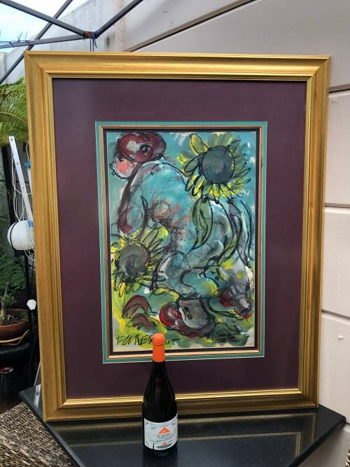 INVESTMENT ART !! FRANS CLAERHOUT (SA 1919 - 2006) - VERY LARGE ORIGINAL MIXED MEDIA - GILT FRAMED