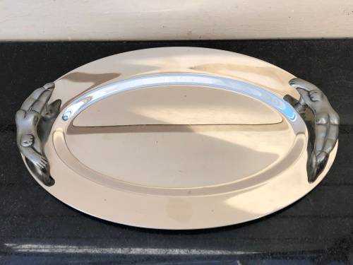 CARROL BOYES (1954 - 2019) ORIGINAL SWIMMER PATTERN MEAT PLATTER - FUNCTIONAL ART !!! - ENGRAVED