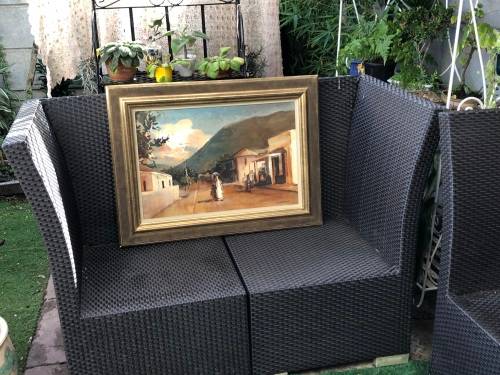 BEN COUTOUVIDIS (ZIM / SA 1970 - ) STUNNING FRAMED OIL CANVAS STREET SCENE PAINTING