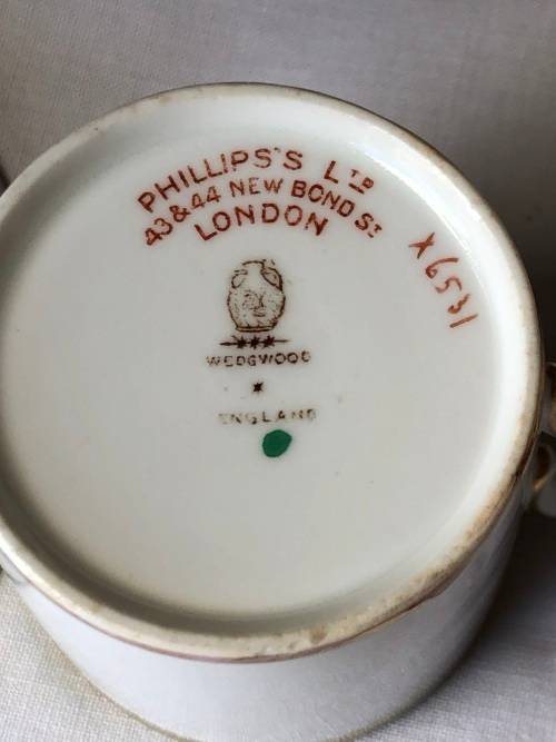 SUPER RARE !!! c1900`s SET OF FOUR WEDGWOOD DEMITASSE CUPS AND SAUCERS - LIGHT GILT WEAR